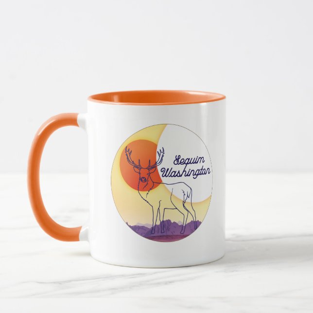 Mug - Paysage d'Elk et de Montagne - Sequim, WA (Gauche)