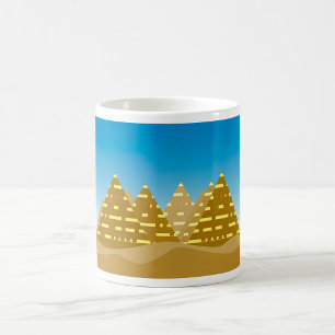 Mug Paysage Désertique Pyramides Égyptiennes Or Géomét