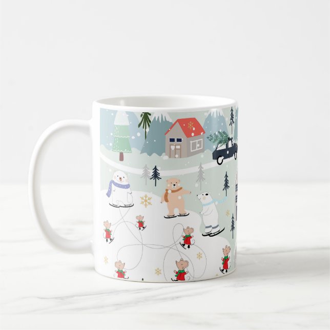 Mug Paysage d'hiver de l'ours polaire, arrière - plan  (Gauche)