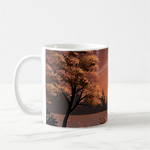 Mug Paysage du lever du soleil avec lac et Deers-51207