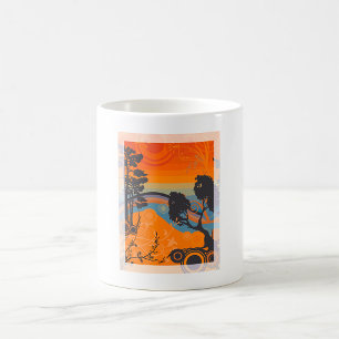 Mug Paysage forestier abstrait au coucher du soleil ré