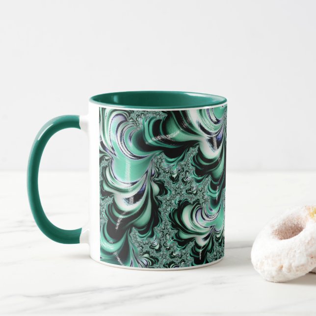 Mug Paysage forestier fractal d'hiver Abstrait (Avec donut)
