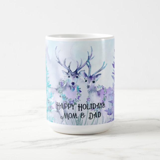 Mug Paysage hivernal à l'aquarelle Joyeuses Fêtes (Centre)