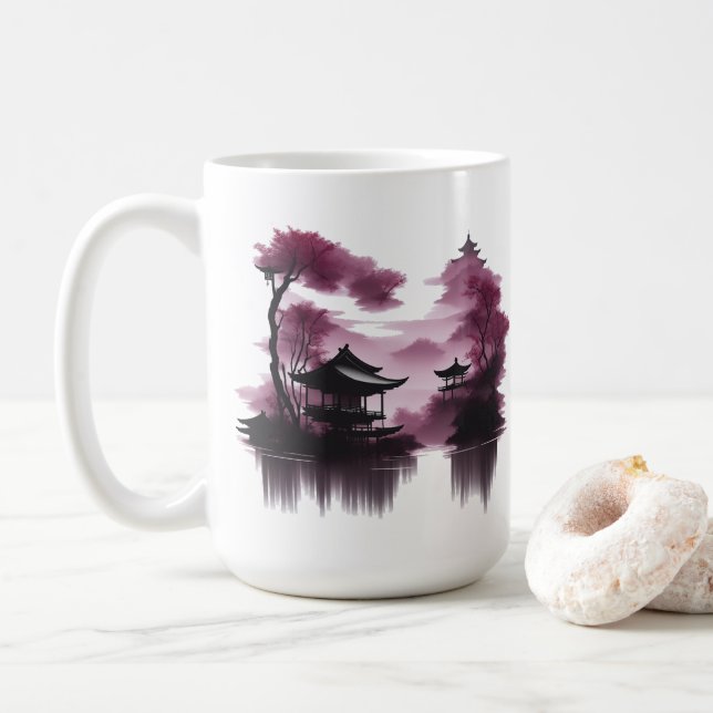 Mug Paysage japonais au bord du lac - (Avec donut)