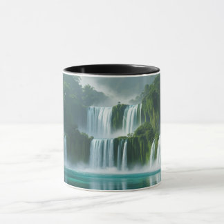 Mug paysage majestueux de chutes d'eau