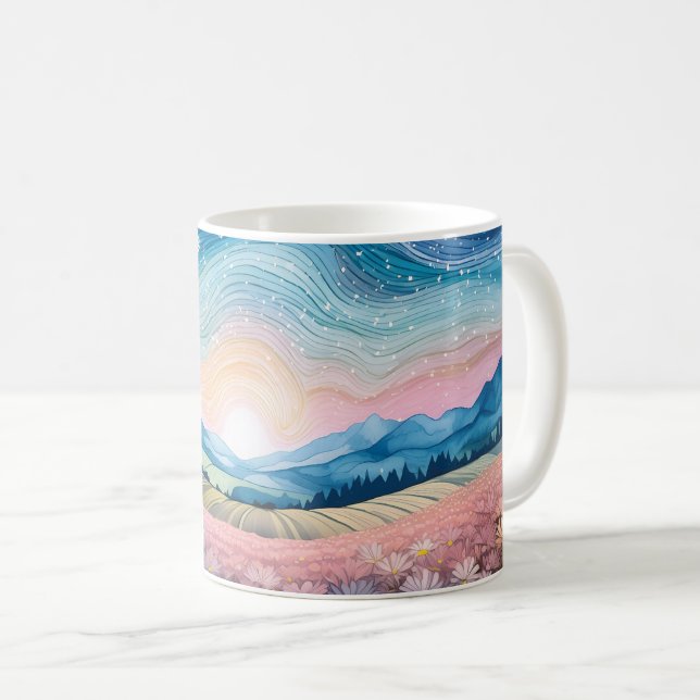 Mug Paysage rose bonheur (Devant droit)