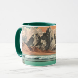 Mug Paysage surréaliste d'océan et de montagnes avec d