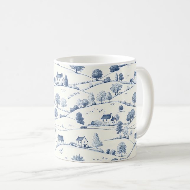 Mug Paysage Toile Bleue Pastorale Classique Français (Devant droit)