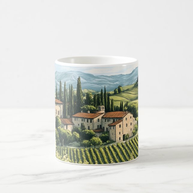 Mug Paysage toscan avec vignobles et un vélo (Centre)