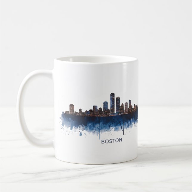 Mug Paysage urbain de Boston à l'aquarelle (Gauche)