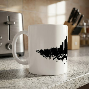 Mug Paysage urbain de Chicago en aquarelle noir et bla