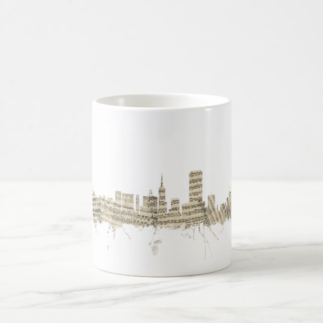Mug Paysage urbain de musique de feuille d'horizon de (Centre)