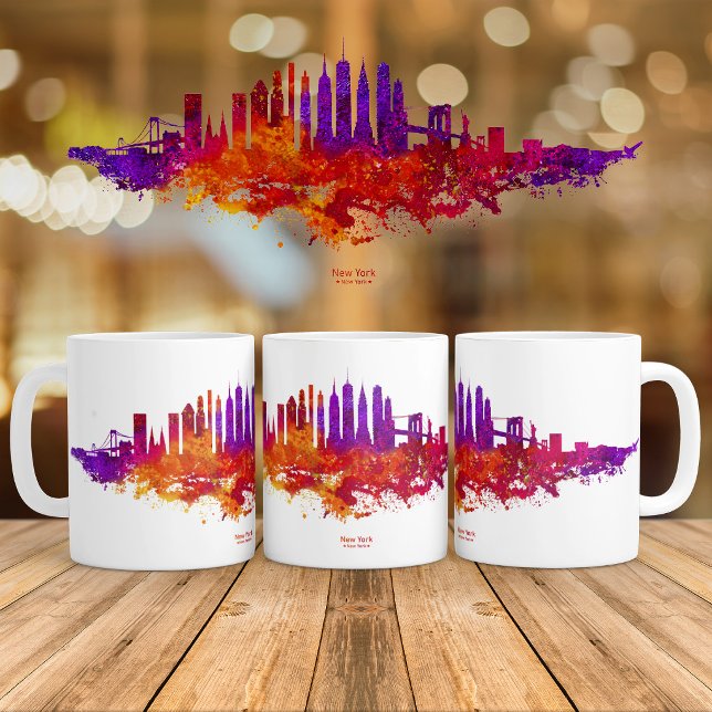 Mug Paysage urbain de New York sur fond blanc à l'aqua (New York City Skyline Watercolor on White. Coffee Mug )