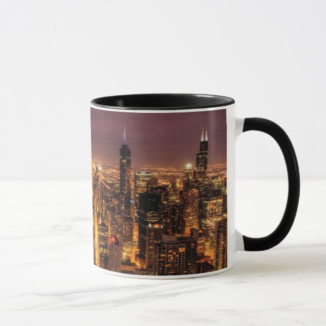 Mug Paysage urbain de nuit de Chicago (Droite)