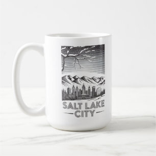 Mug Paysage urbain de Salt Lake City en noir et blanc