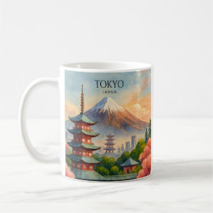 Mug Paysage urbain de Tokyo Japon aquarelle souvenir