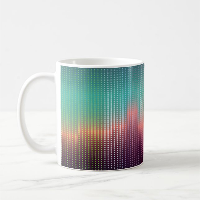 Mug Paysage urbain numérique, carrés colorés. (Gauche)