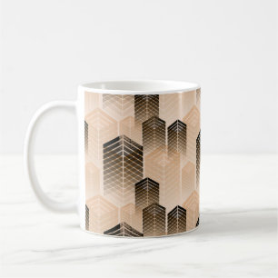 Mug paysage urbain stylisé sans couture motif à sepia