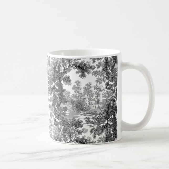 Mug Paysage vintage Cottage Toile-Noir & Blanc (Droite)