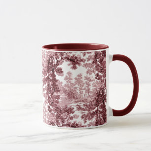 Mug Paysage vintage Cottage Toile-Rose & Blanc