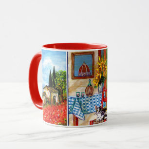 MUG PAYSAGES TOSCANES, CUISINE, SOUFFLE, CHAT ET VIN