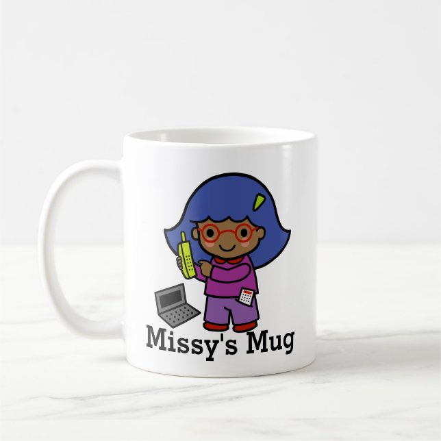 Mug PDG / Comptable / Mogul Girl avec ordinateur (Gauche)