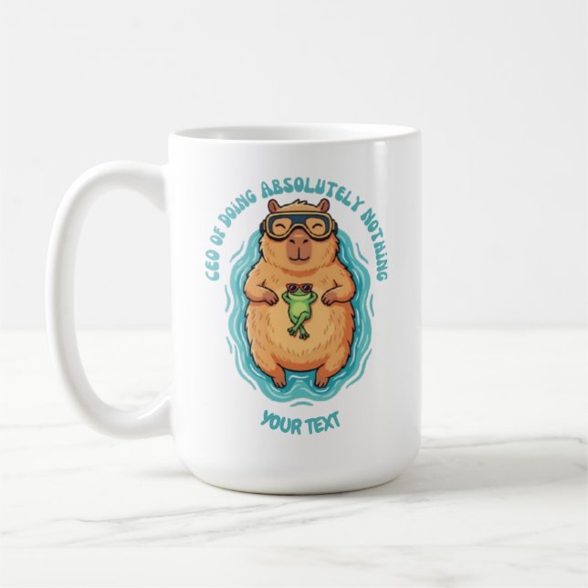 Mug PDG drôle de Capybara qui ne fait rien sur mesure (Gauche)