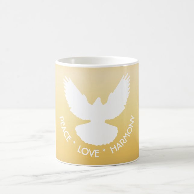 Mug Peace Dove en vol blanc sur or Simply Elegant (Centre)
