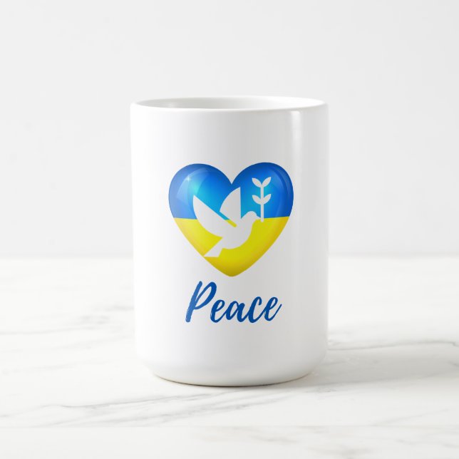 Mug Peace Dove Ukraine - Coeur du drapeau (Centre)