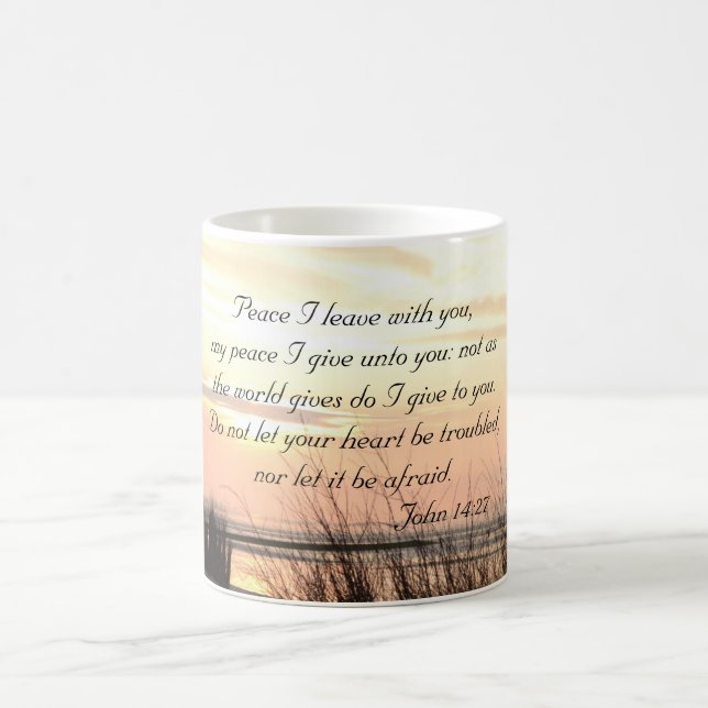 Mug Peace I leave with you, Bible Verse Ocean Sunset (Centre)