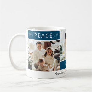 Mug Peace Joy Love Turquoise 3 Photo Collage Script Ho