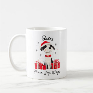 Mug Peace Joy Wags Custom Pet Name Christmas Chien