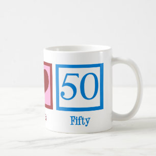 Mug Peace Love 50 mignon 50e anniversaire