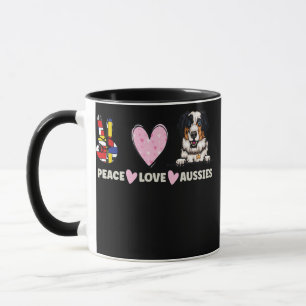 Mug Peace Love Aussies Chien Aussie Berger Aussie Amou