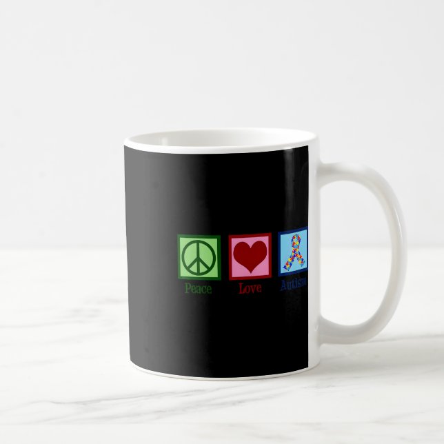 Mug Peace Love Autisme Puzzle Sensibilisation Autiste  (Droite)