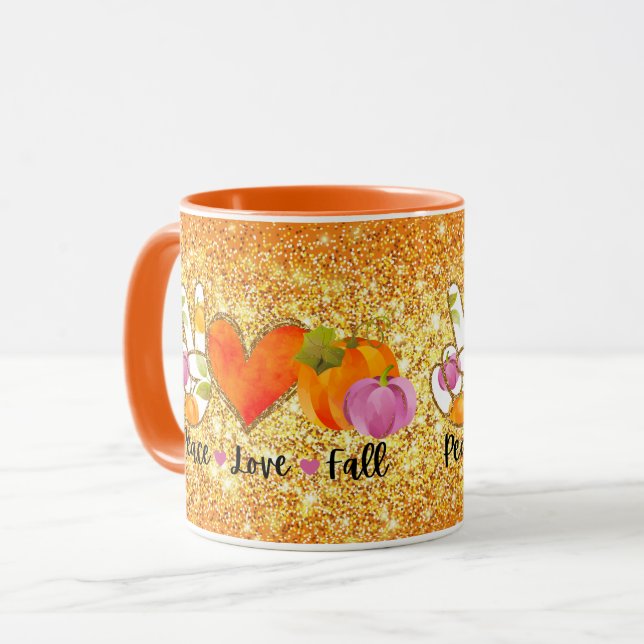 Mug Peace Love Automne Personnaliser Couleur (Devant gauche)