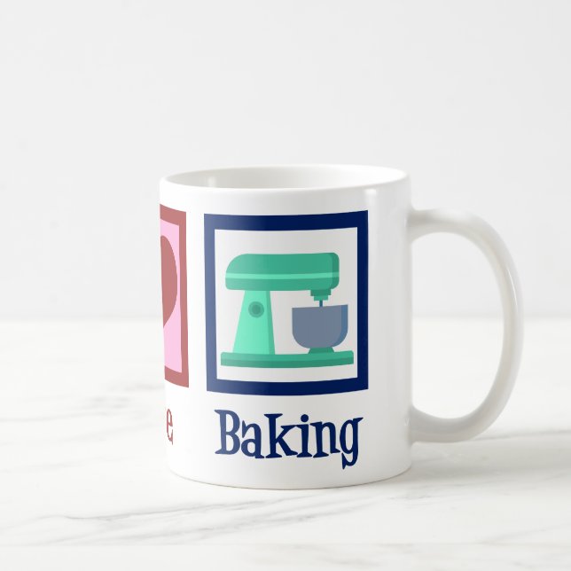 Mug Peace Love Baking Cute Boulangerie Turquoise Stand (Droite)