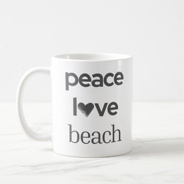 Mug Peace Love Beach Graphic | Coastal Nautical Life (Gauche)