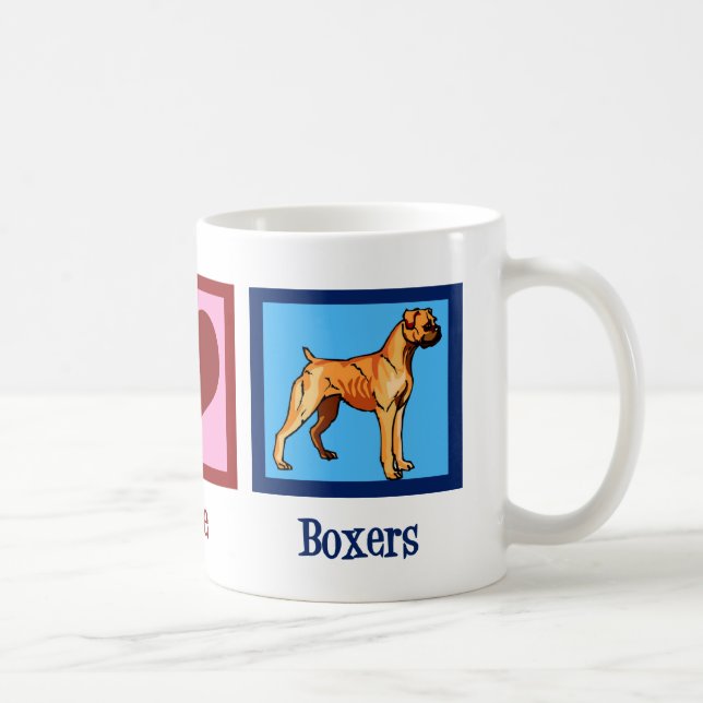 Mug Peace Love Boxers mignon Boxer Chien (Droite)