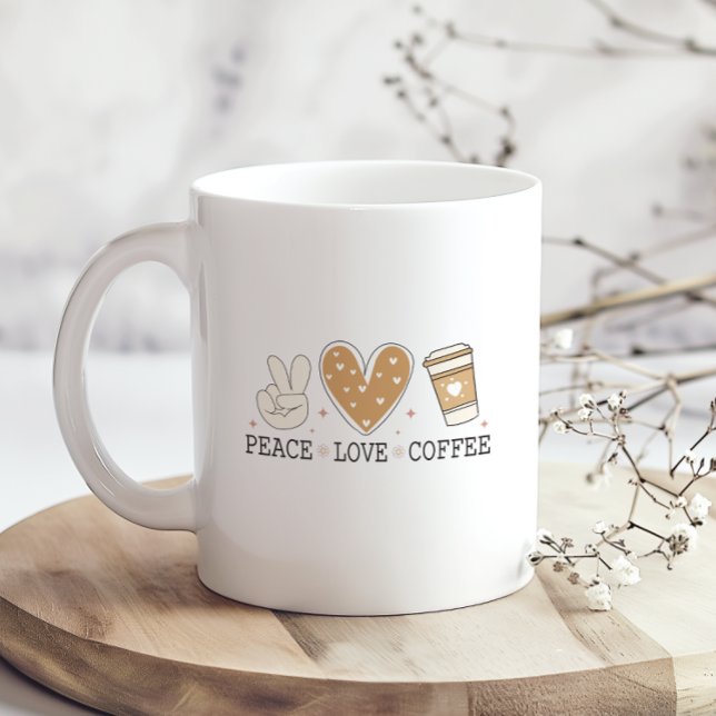 Mug Peace Love Café I Love Citation de café Drôle Happ (Créateur téléchargé)