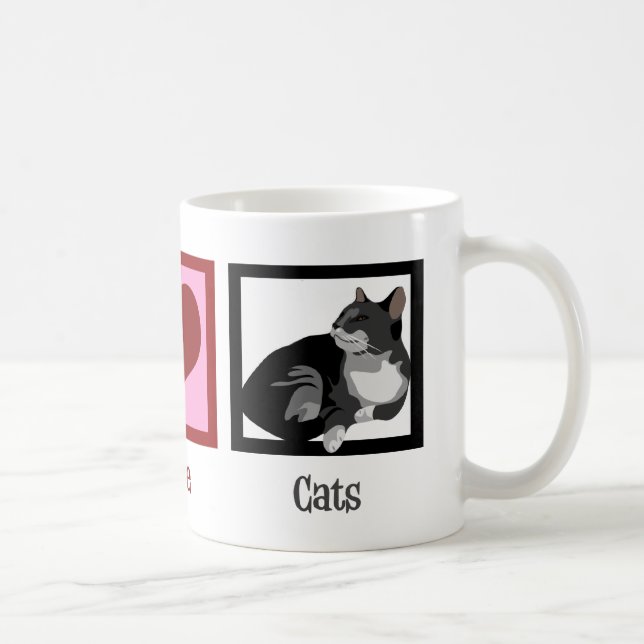Mug Peace Love Cats mignonne (Droite)
