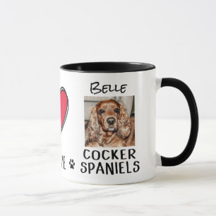 Mug Peace Love Cocker Espagnol Amoureux de les chiens 