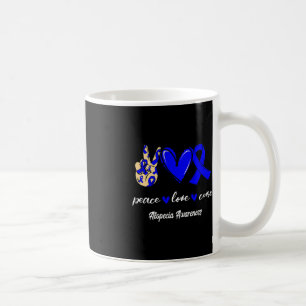 Mug Peace Love Cure Alopecia Blue Ribbon Sensibilisati