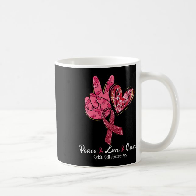 Mug Peace Love Cure Burgundy Ribbon Sickle Cell Award (Droite)