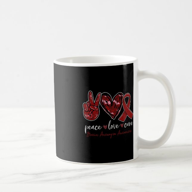 Mug Peace love cure Cerveau Aneurysme mois de sensibil (Droite)