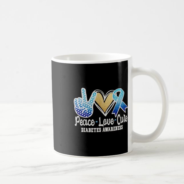 Mug Peace Love Cure Diabète Sensibilisation (Droite)