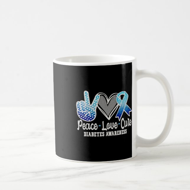 Mug Peace Love Cure Diabetes Sensibilisation 1 (Droite)