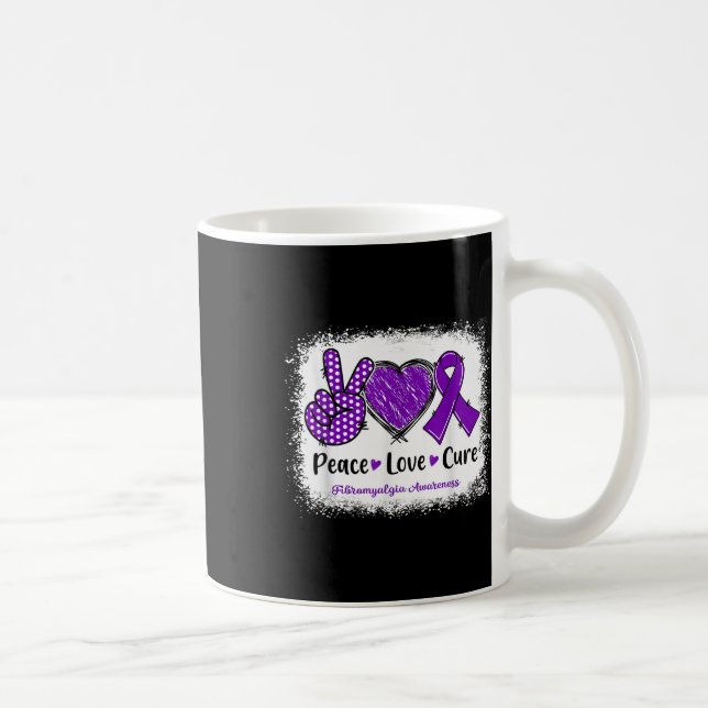 Mug Peace Love Cure Fibromyalgie Sensibilisation Ribb  (Droite)