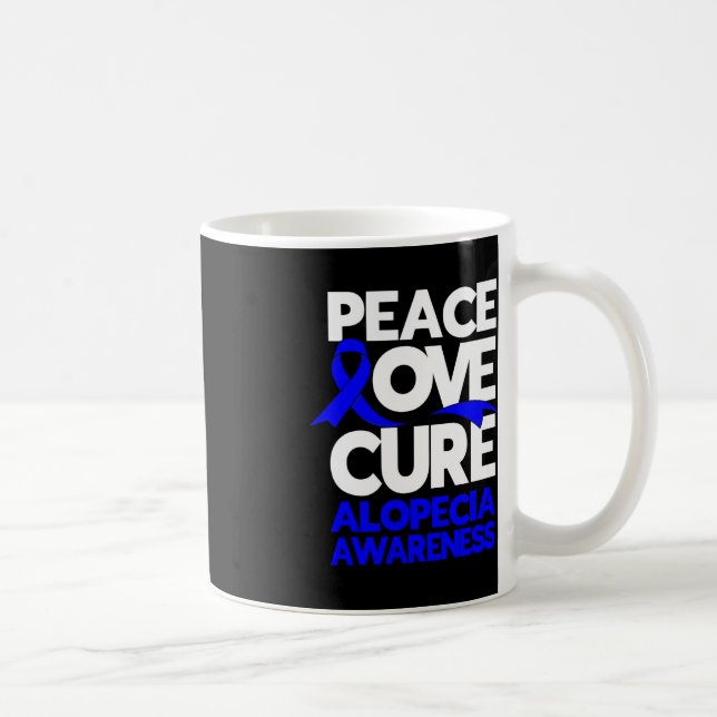 Mug Peace Love Cure Support Alopecia Awareness Ruban (Droite)