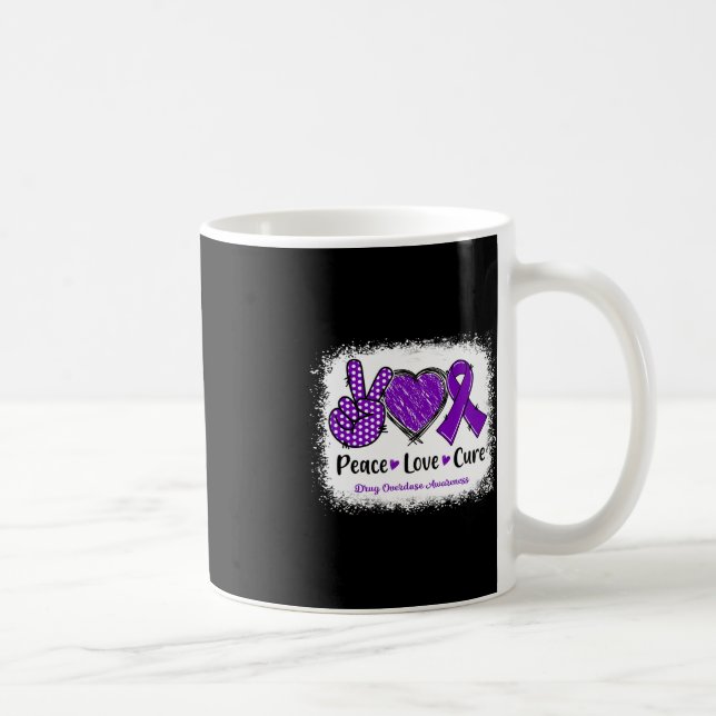 Mug Peace Love Cure Toxicomanie Sensibilisation Rib po (Droite)